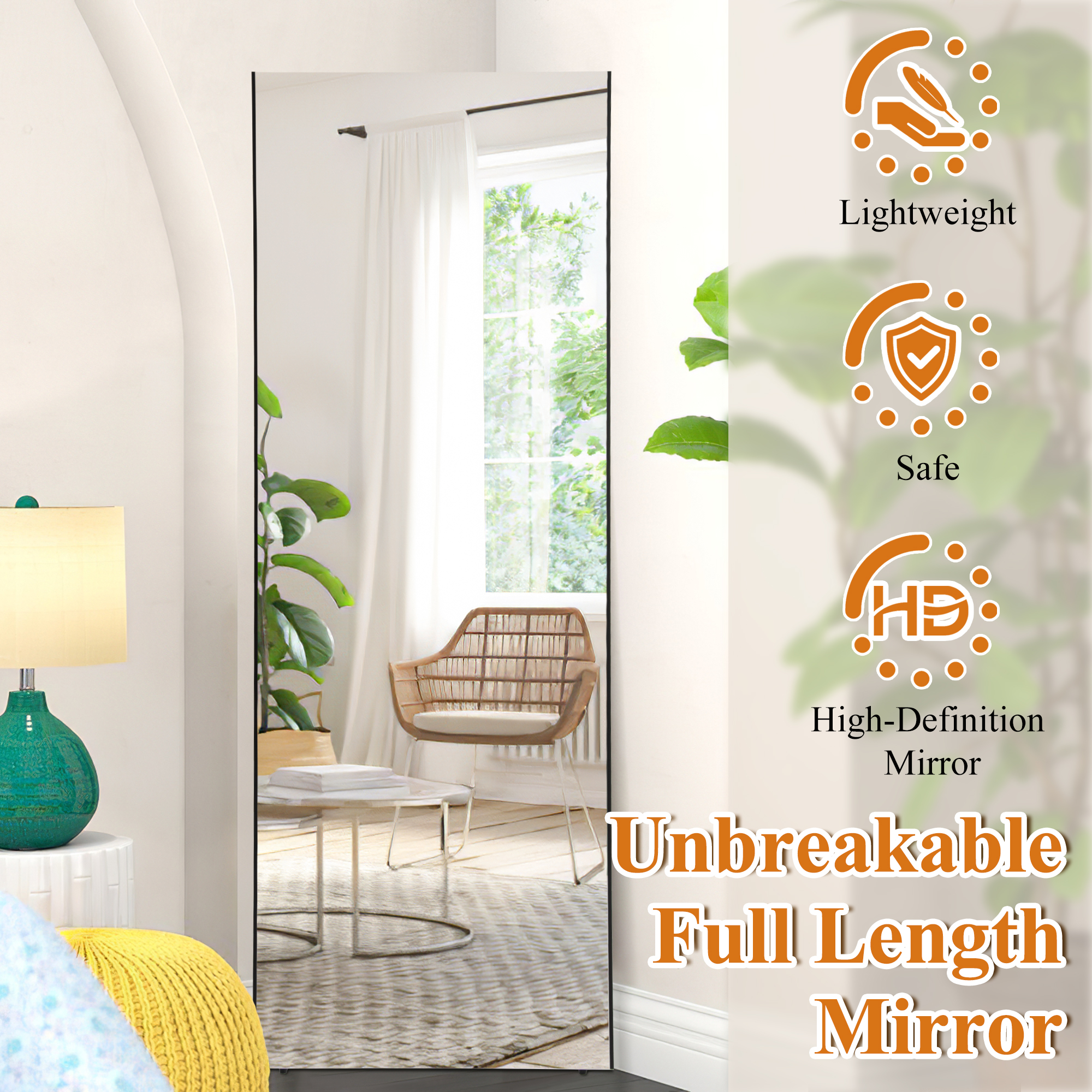 MIRUO 71x24 Unbreakable Full Length Mirror, Shatterproof Mirror for Kids  - Black 
